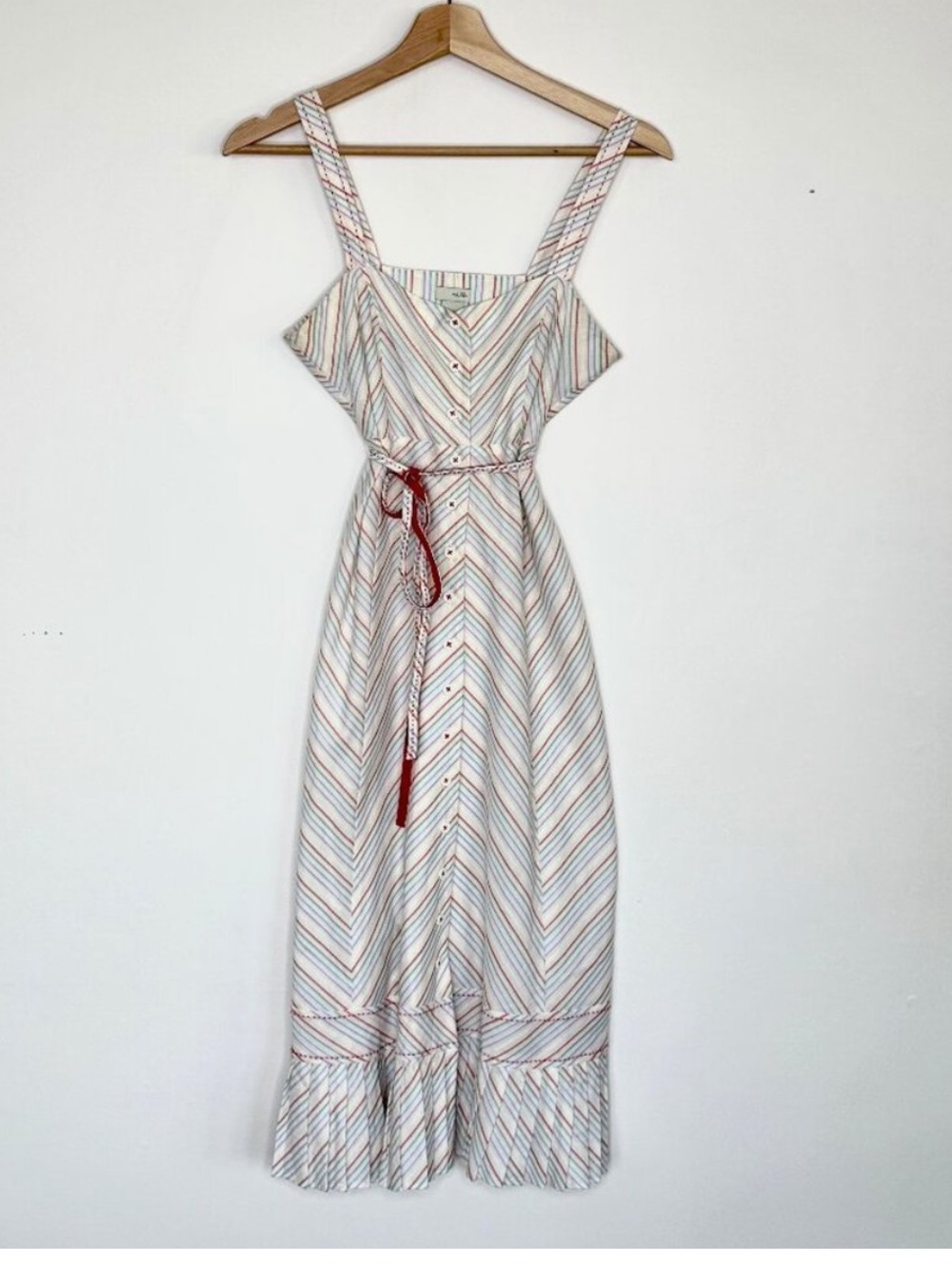 Odille Cream Chevron-Striped Maxi Dress (missing tie)